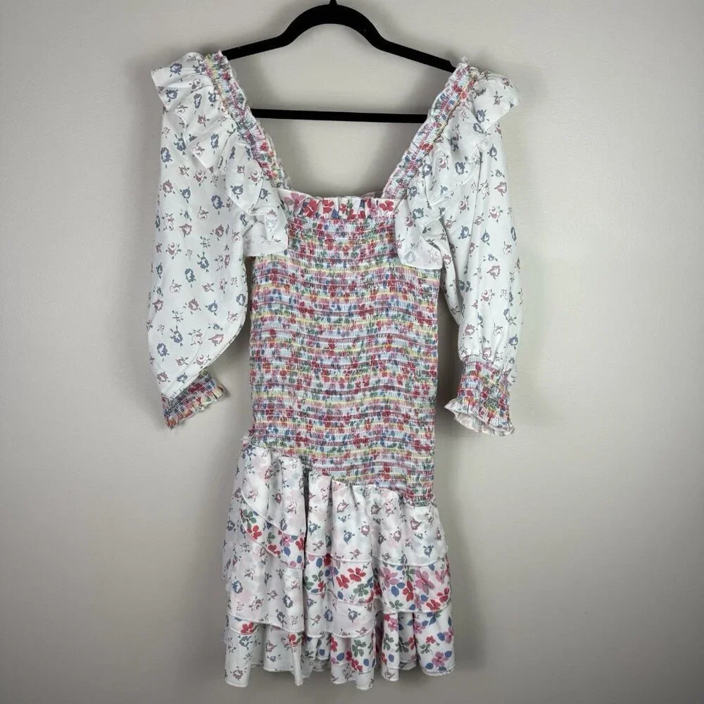 70°F/21°C Women's Puffy Sleeve Princess Tulle Mini Dress Size S Coquette Floral